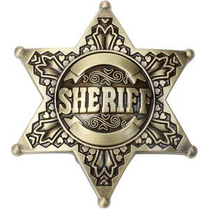 🆕Men's Gold/Black Sheriff Western Motorcyclist Zinc Alloy Metal Belt Buckle